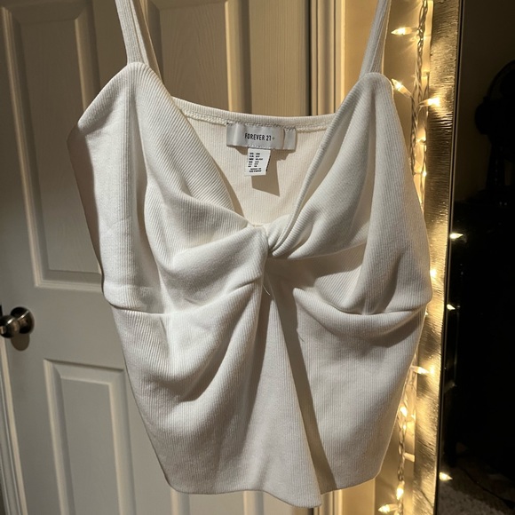 Forever 21 Tops - White ribbed crop top-0X/xl